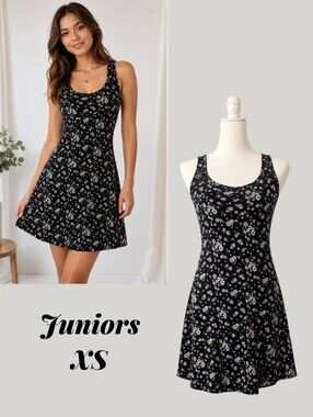 Wallflower Black Floral Sleeveless Fit & Flare Mini Dress XS